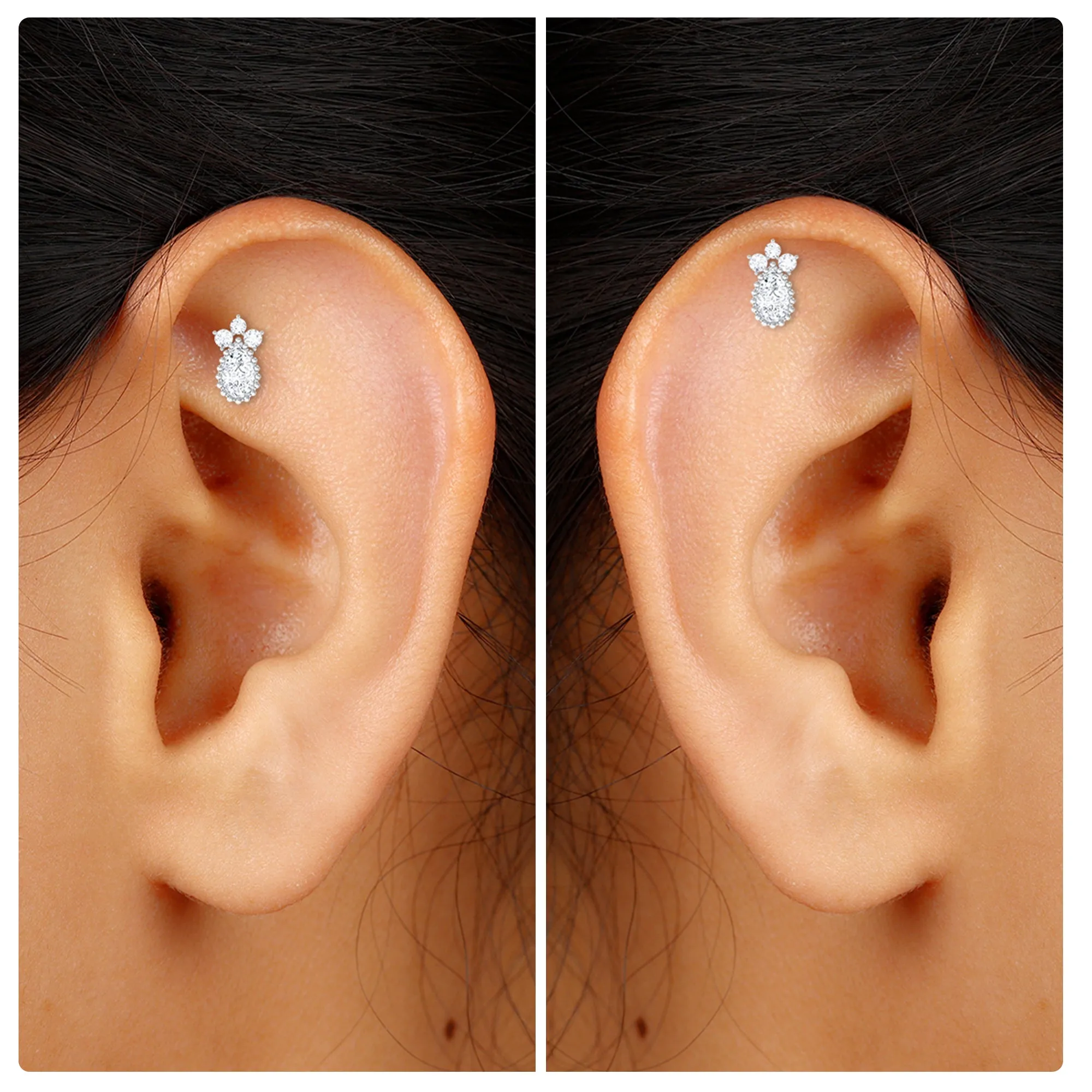 Minimalist Moissanite Teardrop Earring for Helix Piercing