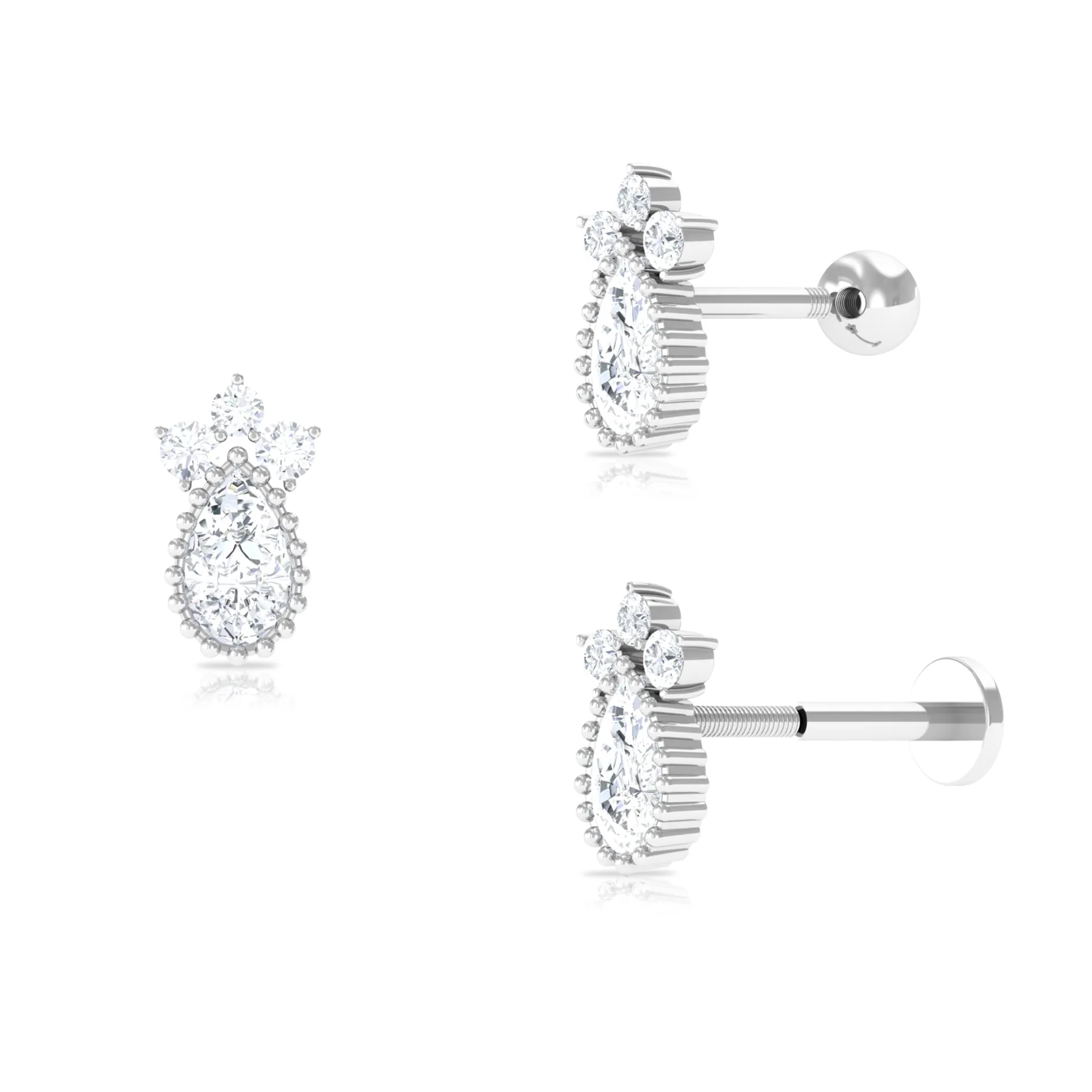 Minimalist Moissanite Teardrop Earring for Helix Piercing