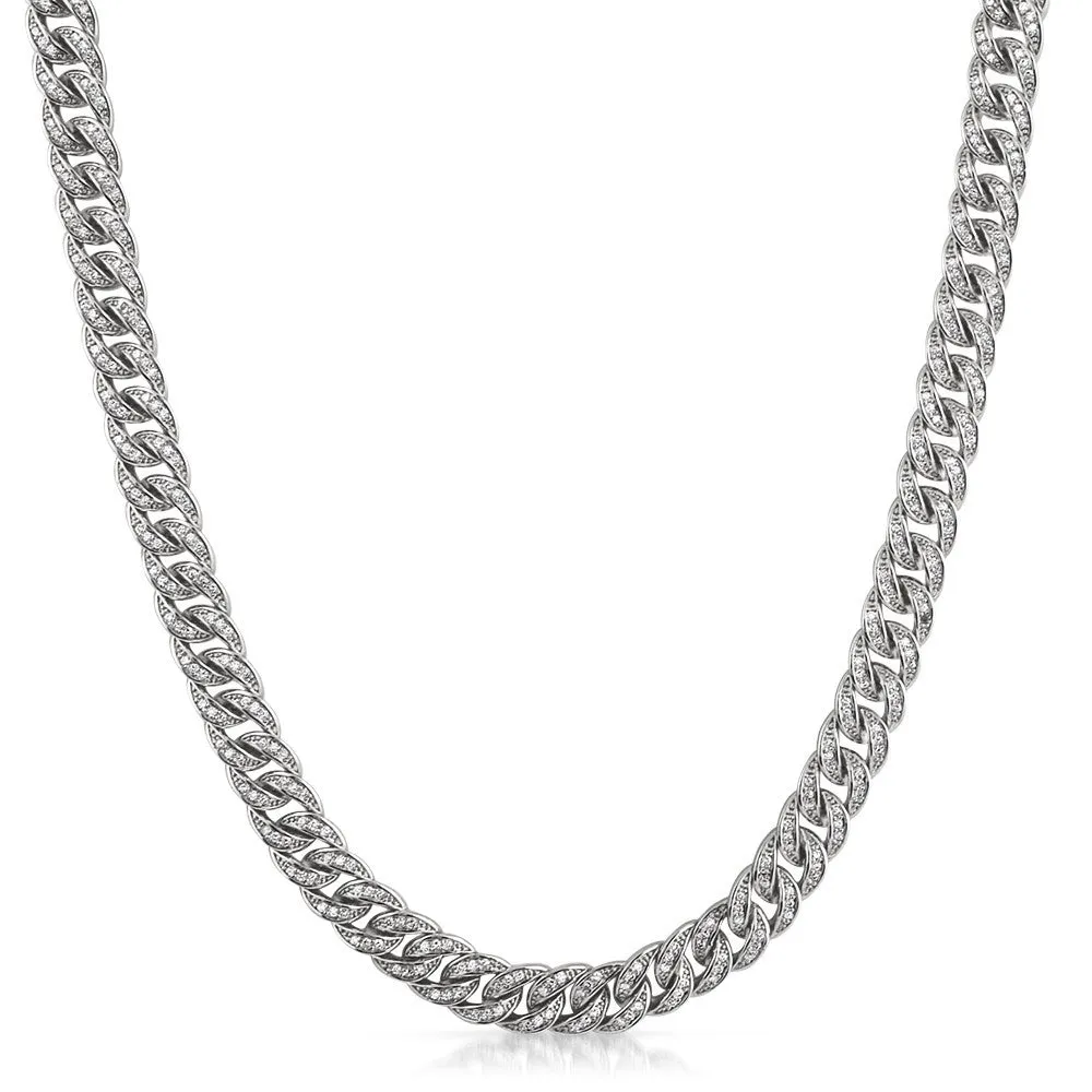 Moissanite 8MM Cuban Iced Out Chain .925 Sterling Silver