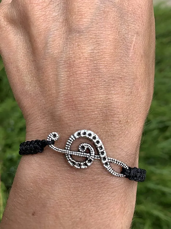 Music Rope Bracelet- Treble Clef Charm