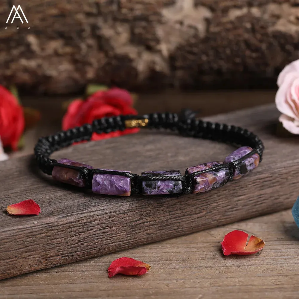 Natural Black Tourmaline Nugget Beads Knotted Handmade Woven Bracelet Women Stone Beads Braid Bracelet Adjustable N0456AMI