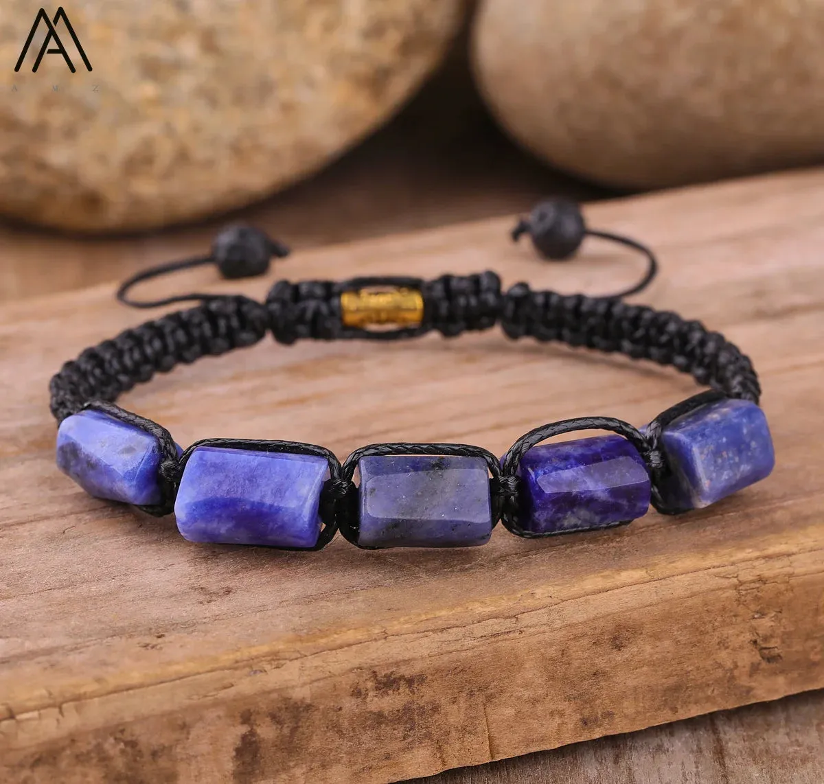 Natural Black Tourmaline Nugget Beads Knotted Handmade Woven Bracelet Women Stone Beads Braid Bracelet Adjustable N0456AMI