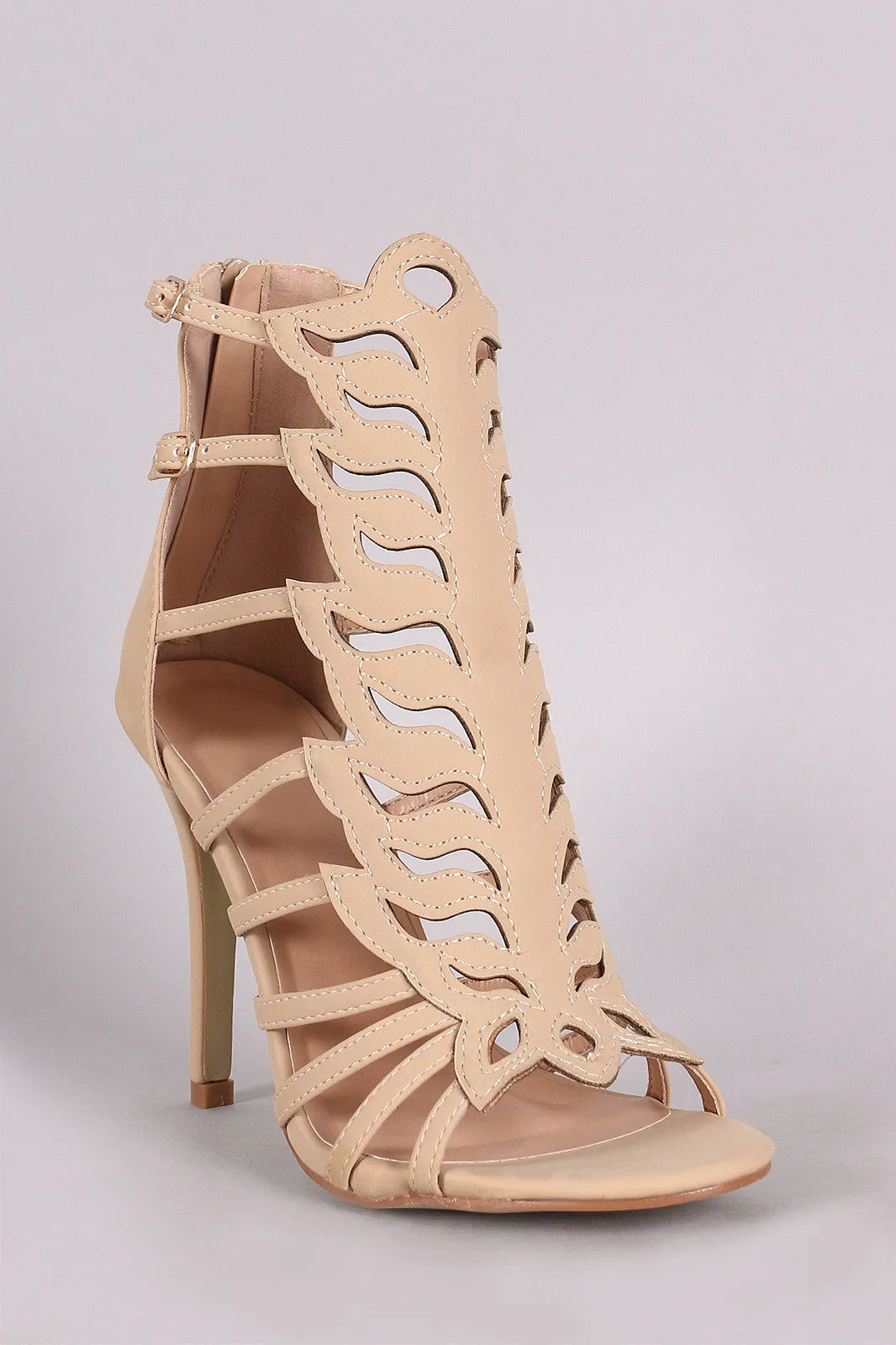 Nubuck Cutout Peep Toe Stiletto Heel