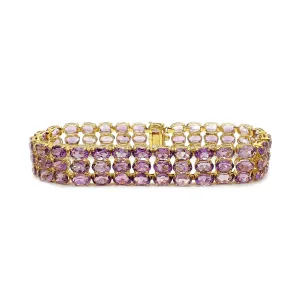 Oval Amethyst Triple Rows Bracelet (14K)