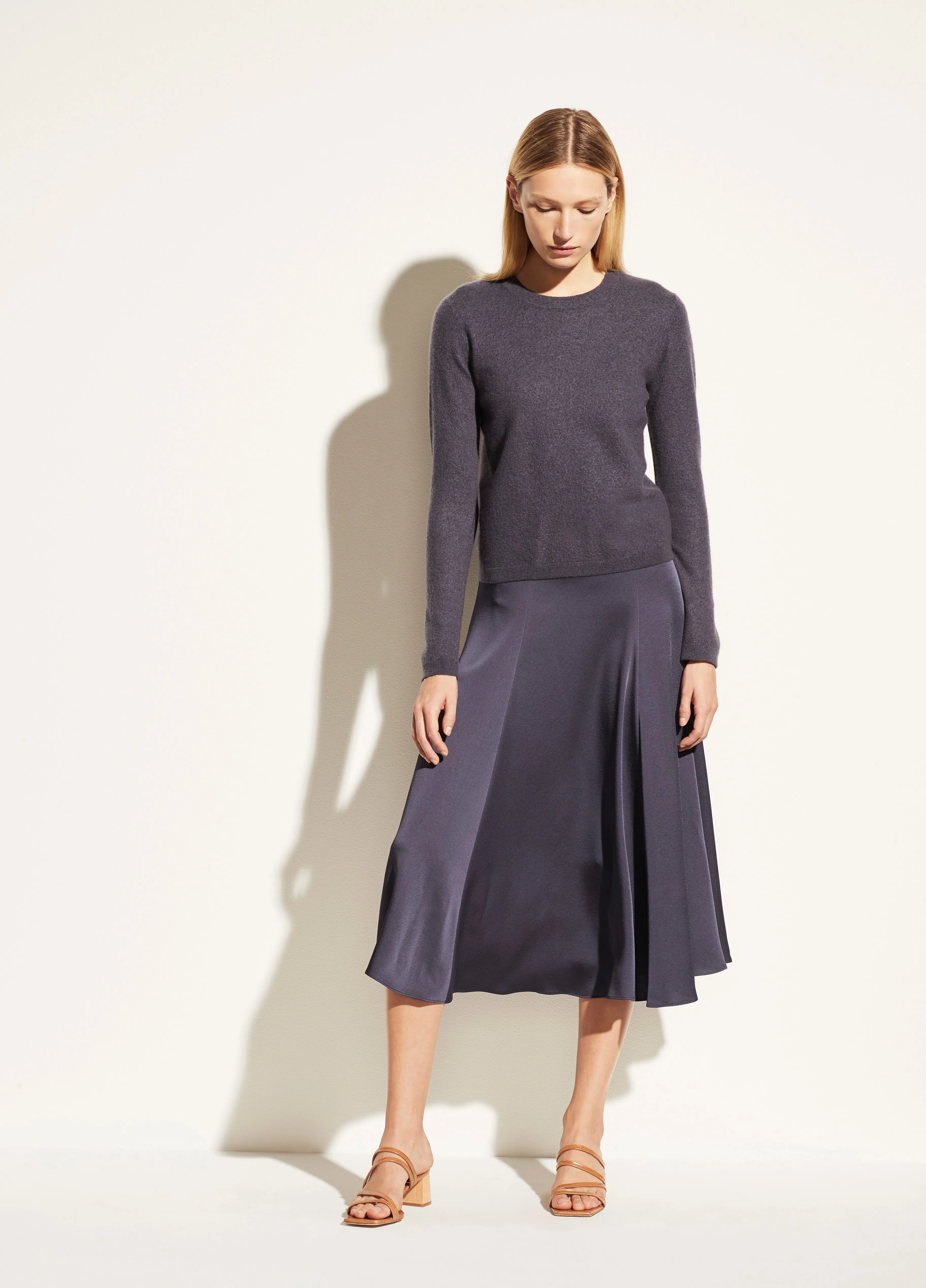 Paneled Satin Skirt in Lapis