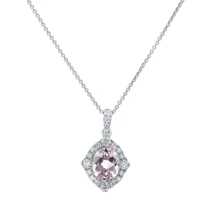 Pastel Diamond Pop Oval Morganite Necklace