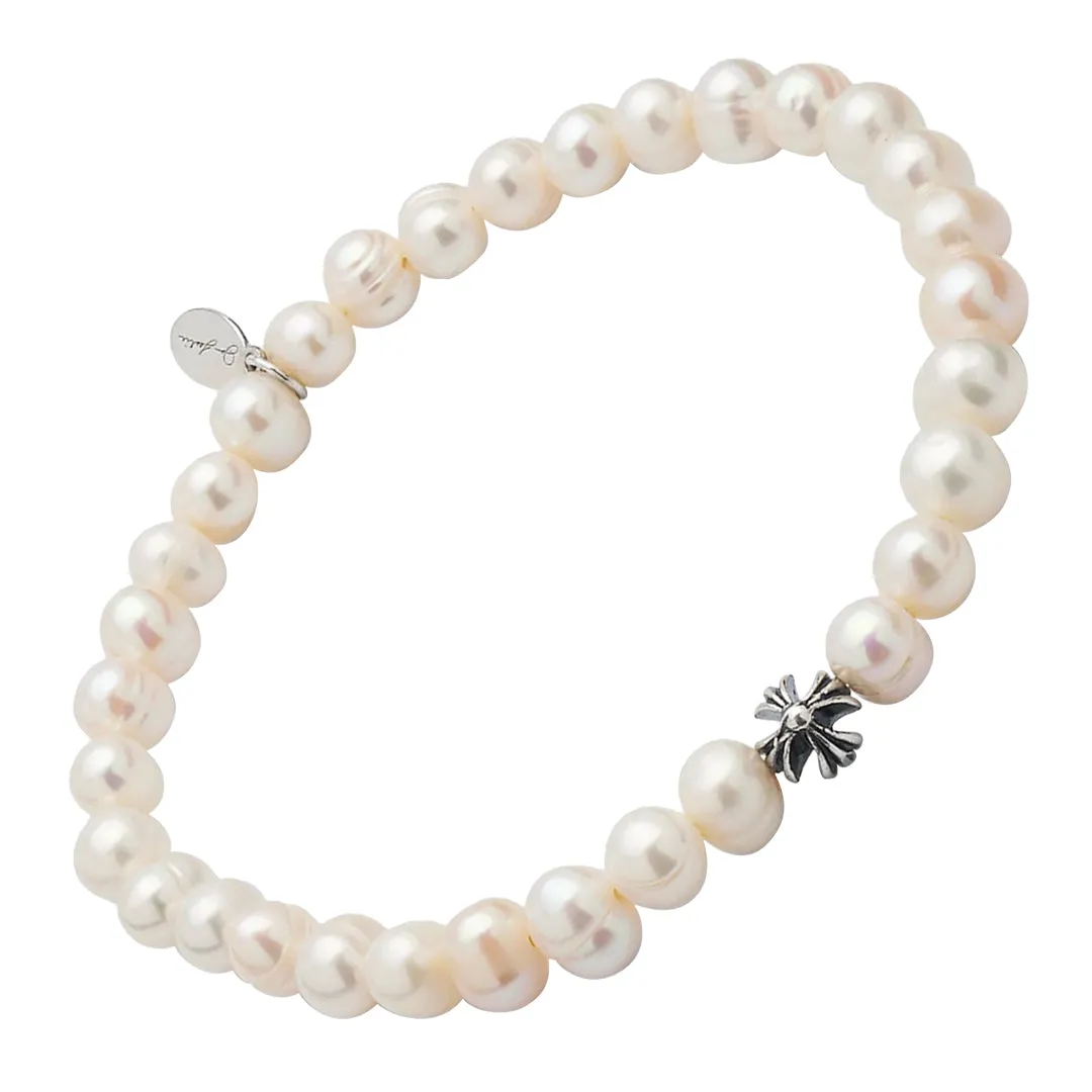 Pearl & Sterling Fluted Star Flex Bracelet