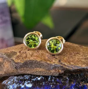 Peridot Bezel Studs