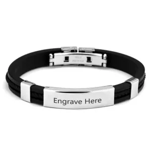 Personalized Stainless Steel Engraved Bracelets for Men, Fashion Jewelry Bangles Gift for Him