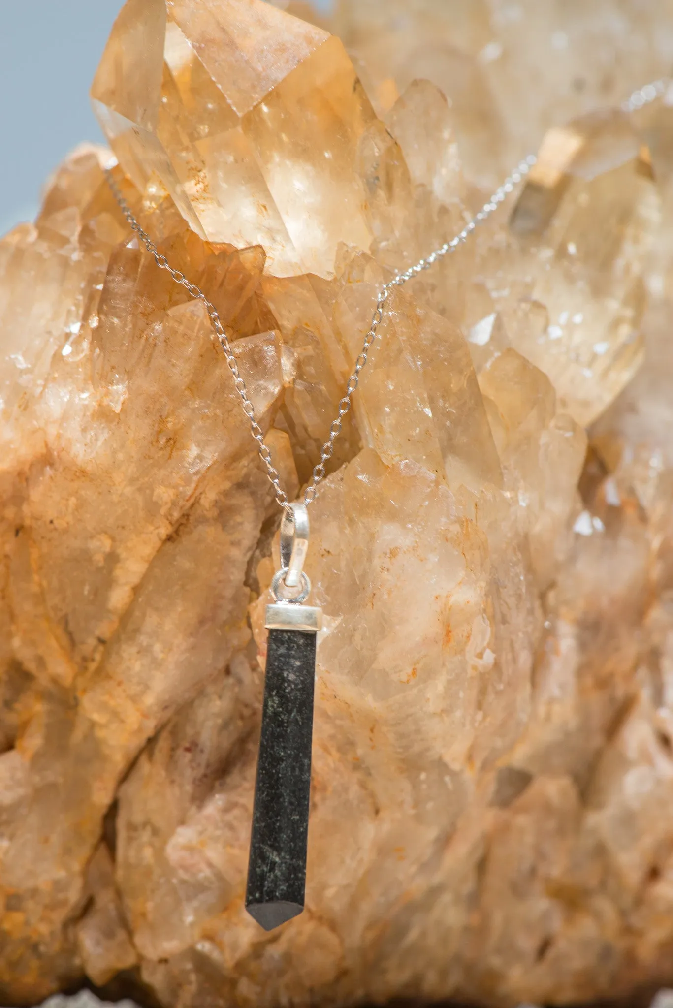 Polished Black Tourmaline Necklace