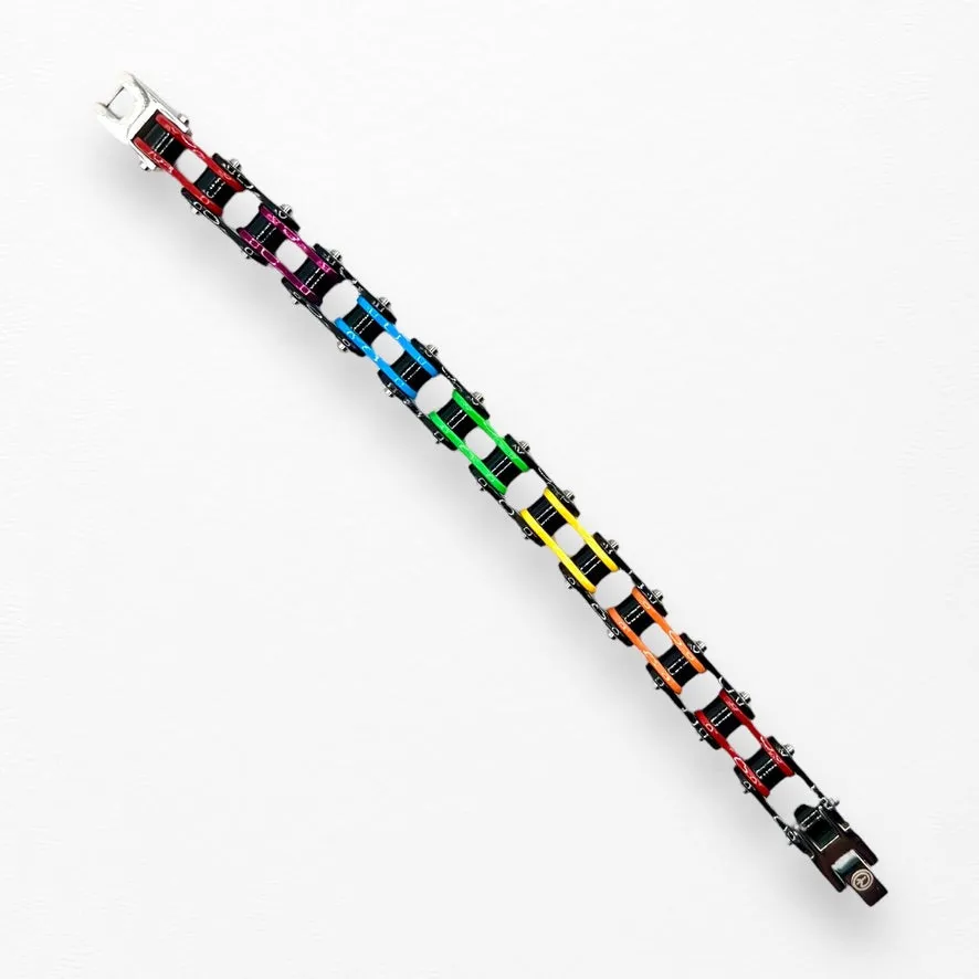 Rainbow LGBTQIA  Pride Stainless Steel Bike Chain Bracelet