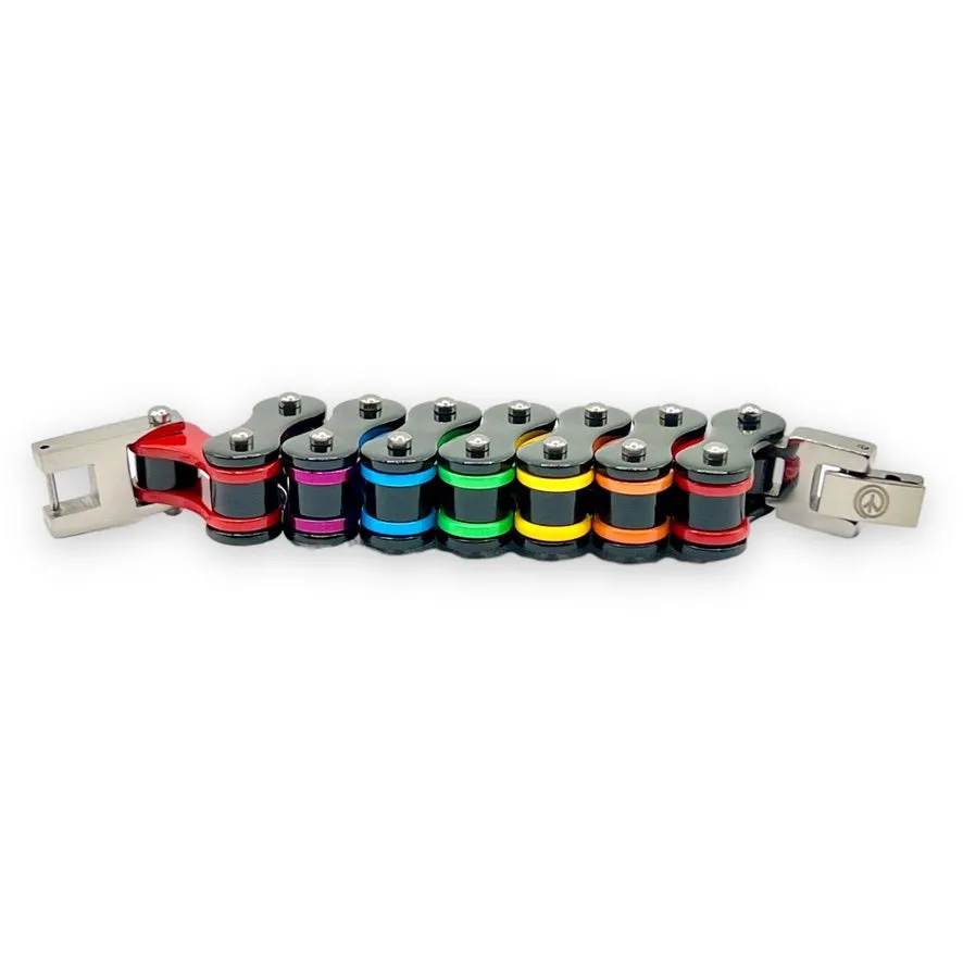 Rainbow LGBTQIA  Pride Stainless Steel Bike Chain Bracelet