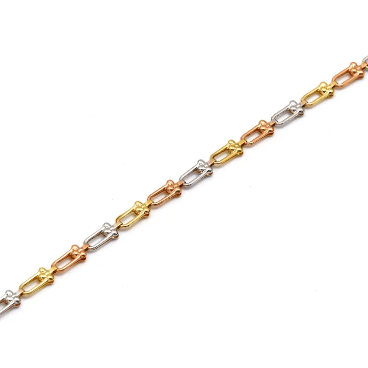 Real Gold GZTF 3 Color Hardware Solid Chain Bracelet TC-4566 (19 C.M) BR1595