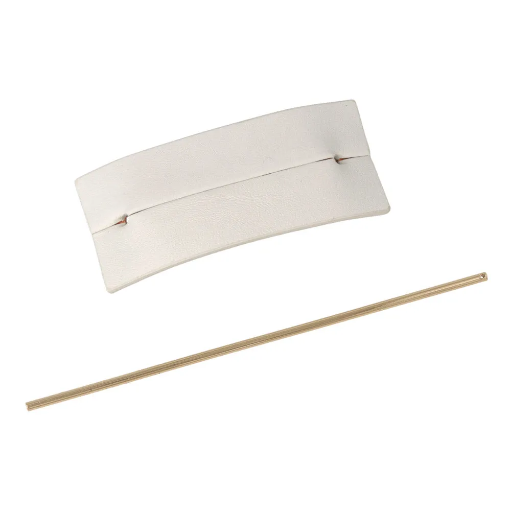 Rectangular White Leather Hair Stick Brrette