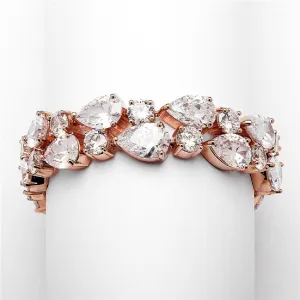 Red Carpet Bold CZ Pears Bridal Statement Bracelet in Rose Gold