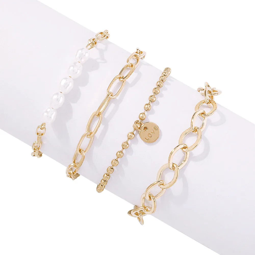 Retro Bracelet Female Ins Simple Style Personality Exaggerated Combination Bracelet