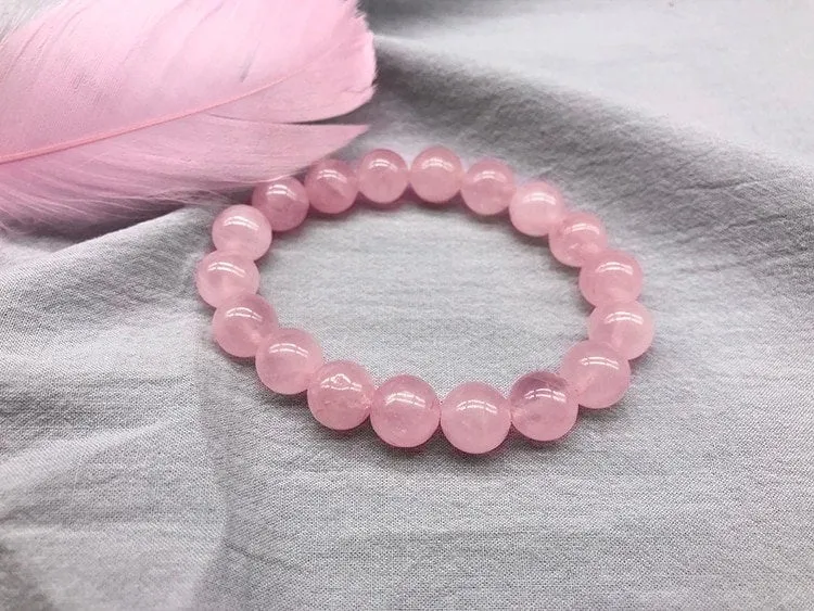 Rose Quartz Bracelet, Women Bracelet, Jewelry Stone Beads Bracelet, Stacking Bracelet For Love Compassion Kindness Forgiveness Love