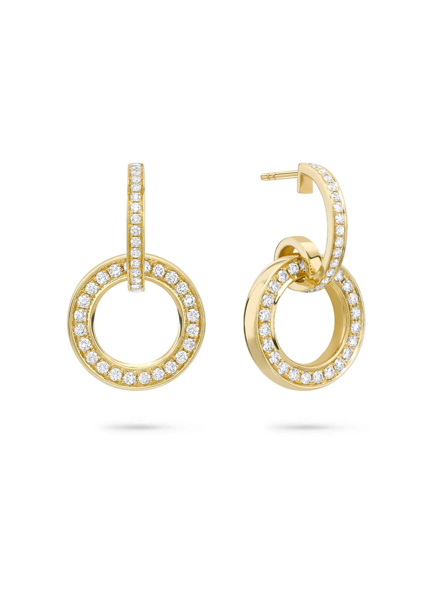 Roulette Large Yellow Gold Diamond Earrings