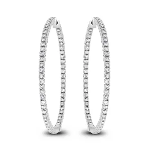 Round Diamond Hoops (4.20 ct Diamonds) in White Gold