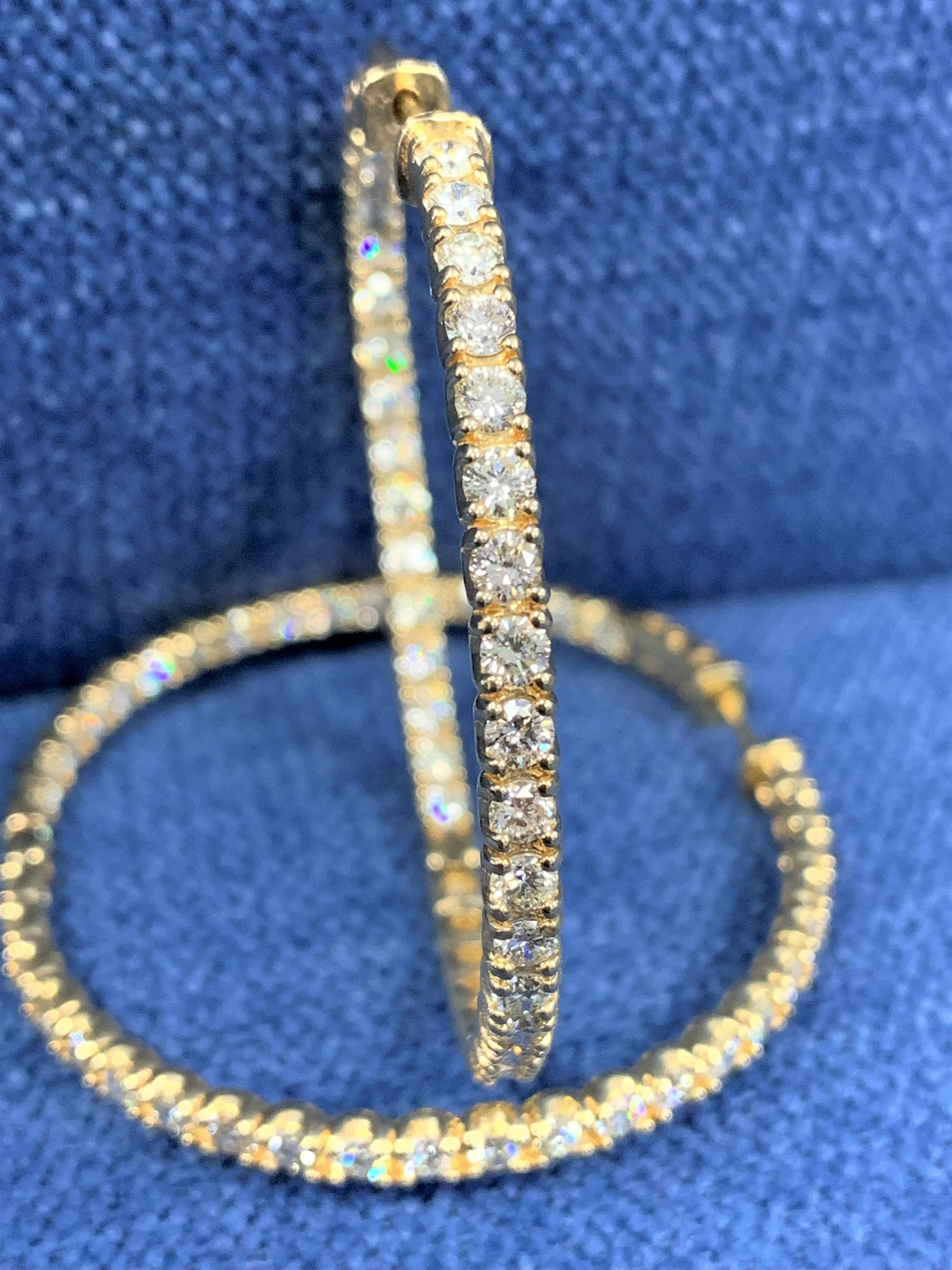 Round Diamond Hoops (6.19 ct Diamonds) in Yellow Gold