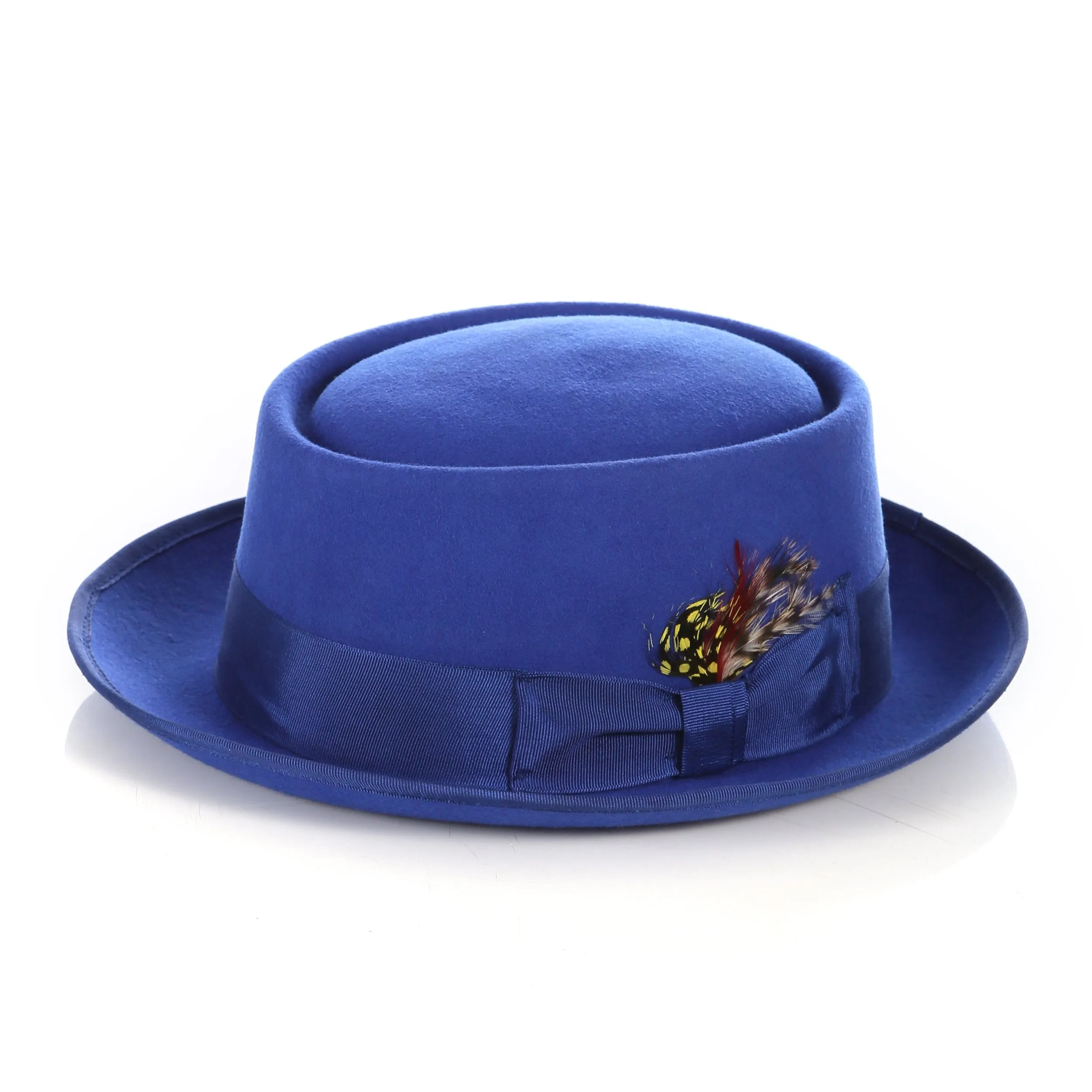 Royal Blue Wool Felt Pork Pie Hat