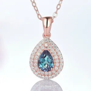 Scarlett Teardrop Alexandrite Necklace- 14K Rose Gold Vermeil