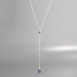 Silver Amethyst Y Necklace