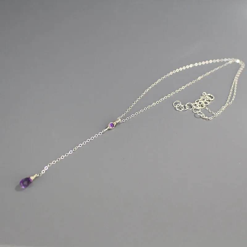 Silver Amethyst Y Necklace