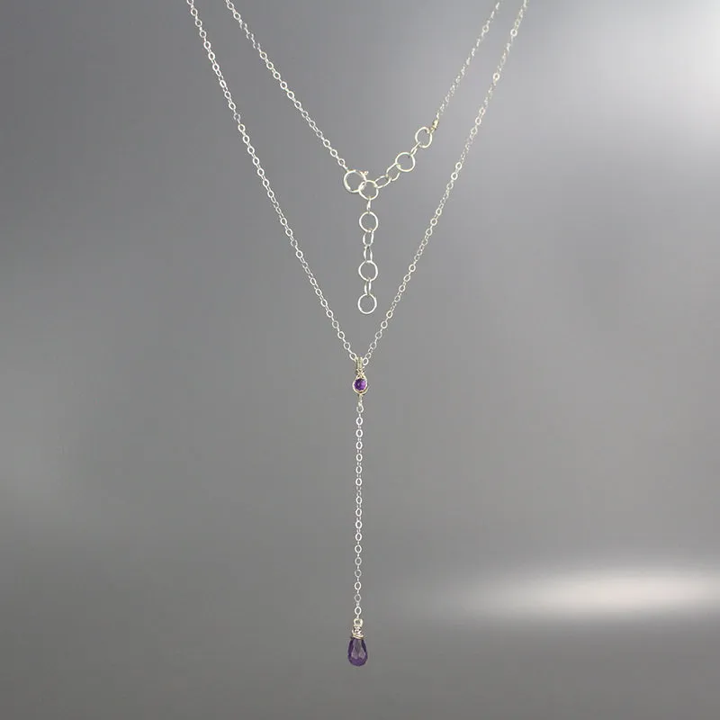 Silver Amethyst Y Necklace