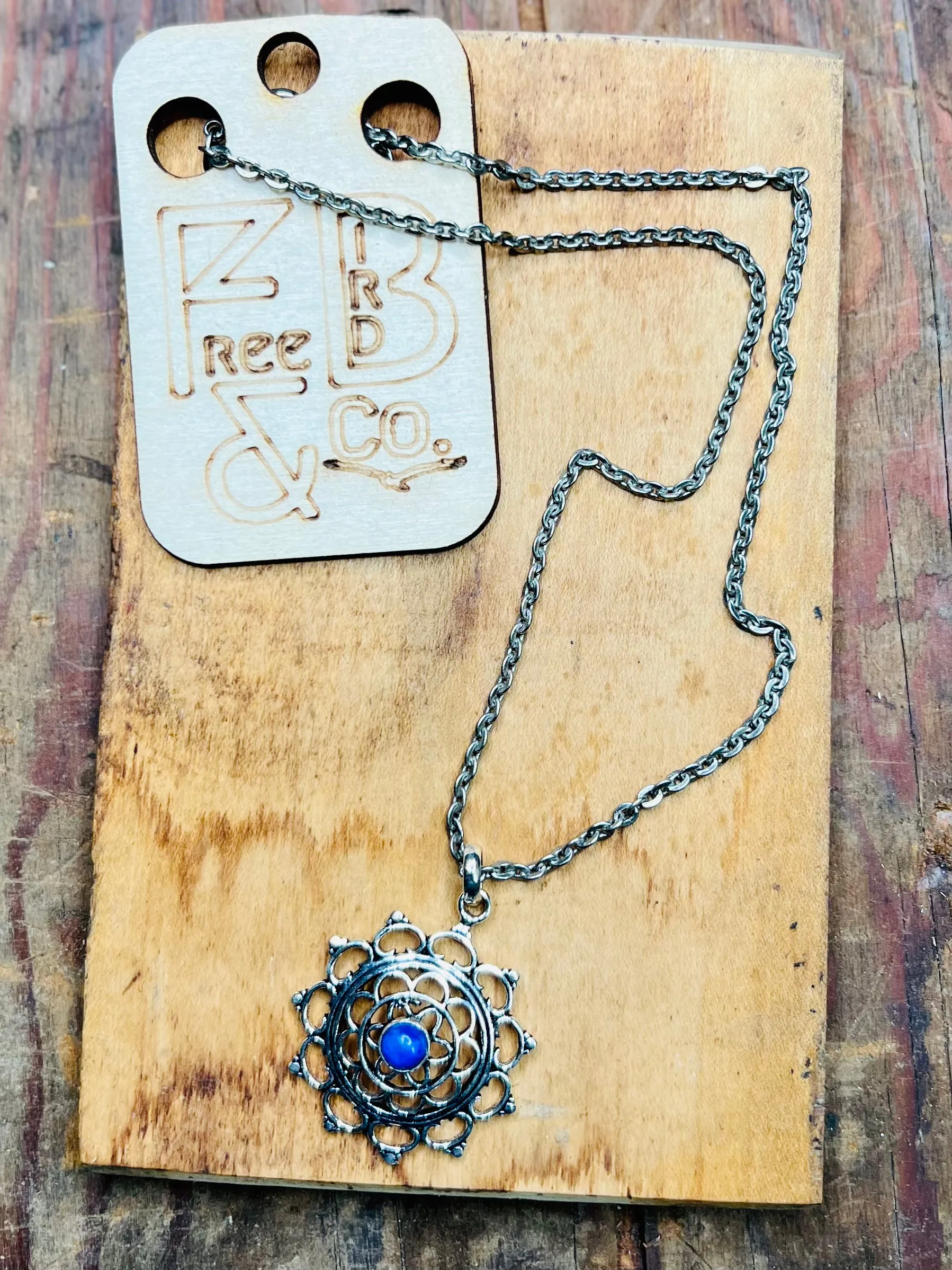 Silver Lotus with Lapis