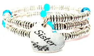 Sister Heart Curly Coil Wrap Style Bangle Bracelet