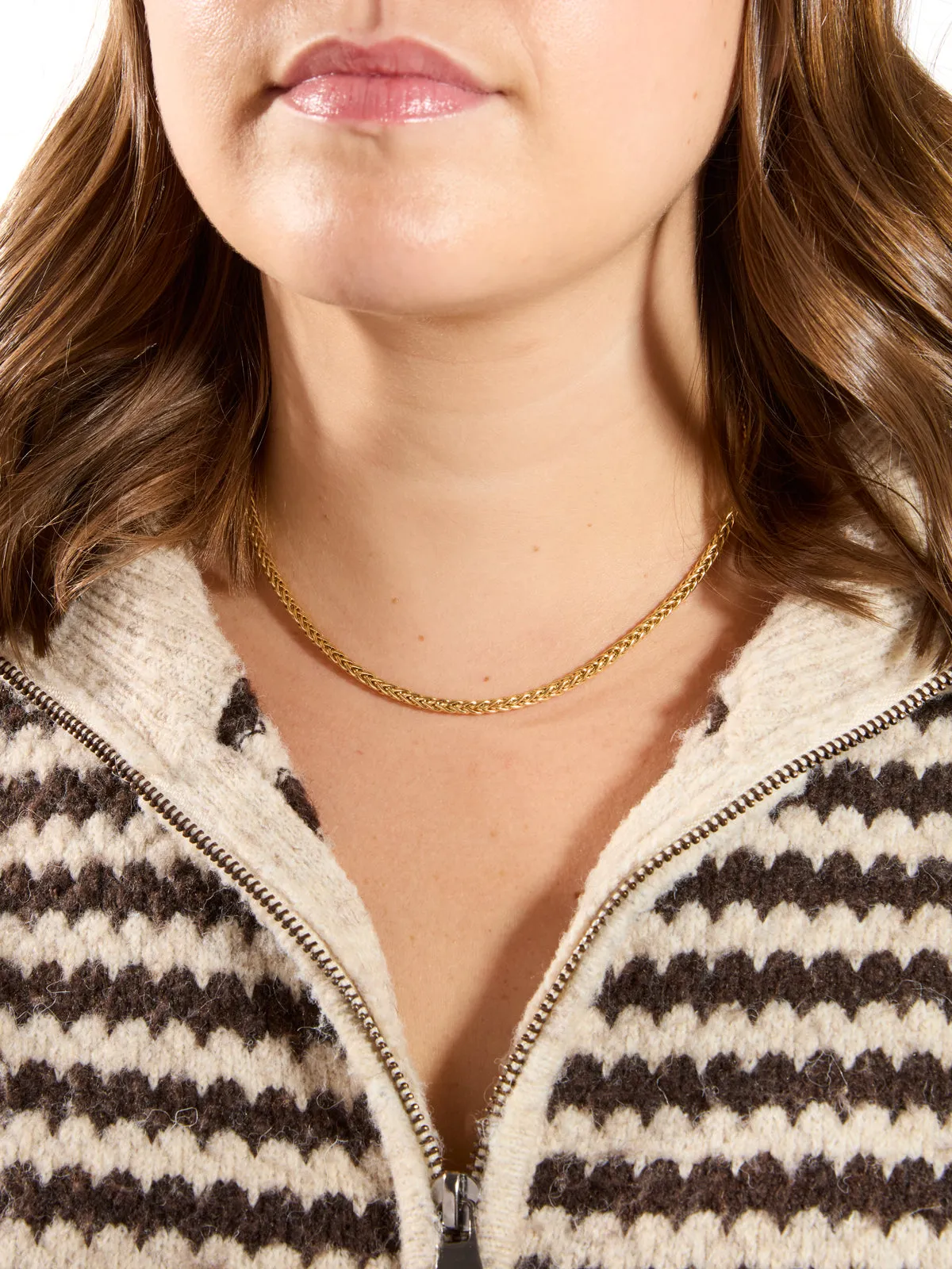 Small Woven Yellow Gold Chain Necklace