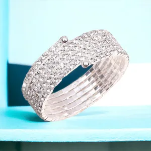 SNAKE CHARMER - clear silver 5 row wraparound bracelet