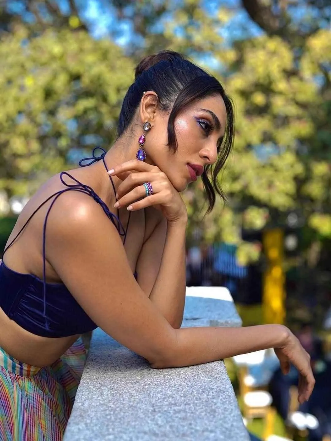 Sobhita Dhulipala In Drop 3 Tiered Earrings