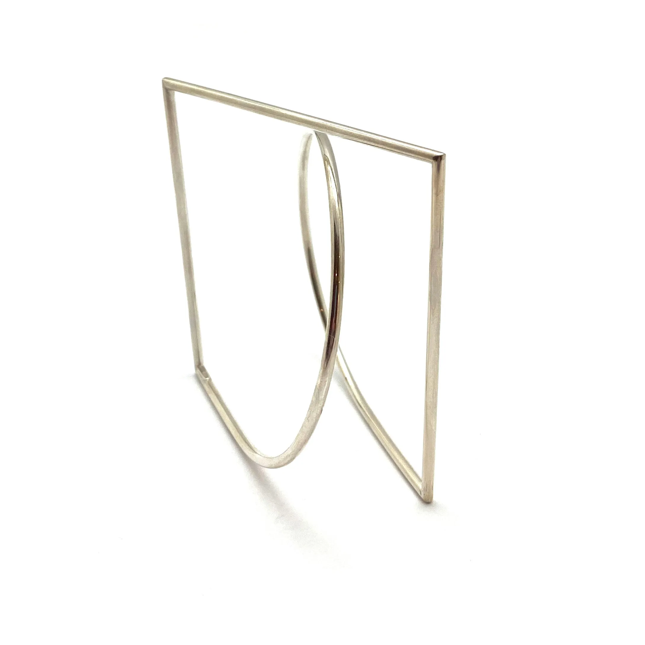 Square Architecture Bangle Bracelet - Silver