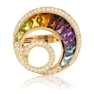 Step Cut Mixed Gemstone Rainbow Circle Ring