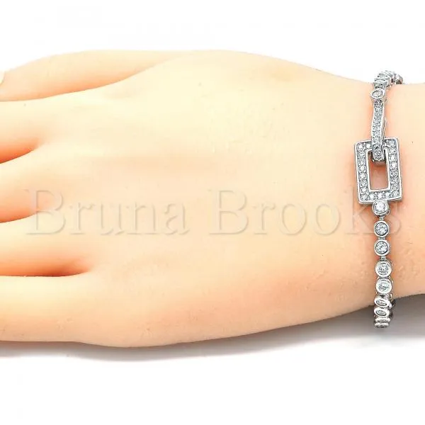 Sterling Silver 03.286.0001.08 Fancy Bracelet, with White Cubic Zirconia, Polished Finish, Rhodium Tone