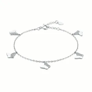 Sterling Silver 19cm Cubic Zirconia Butterfly Bracelet