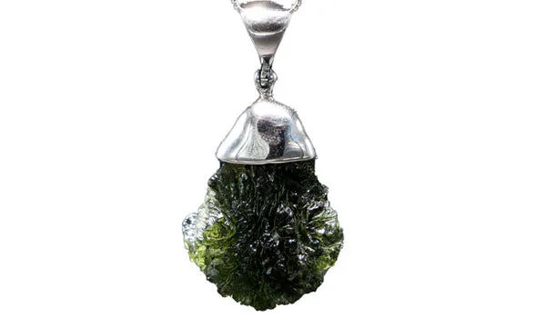 Sterling Silver Adjustable Bell-Shaped Moldavite Necklace