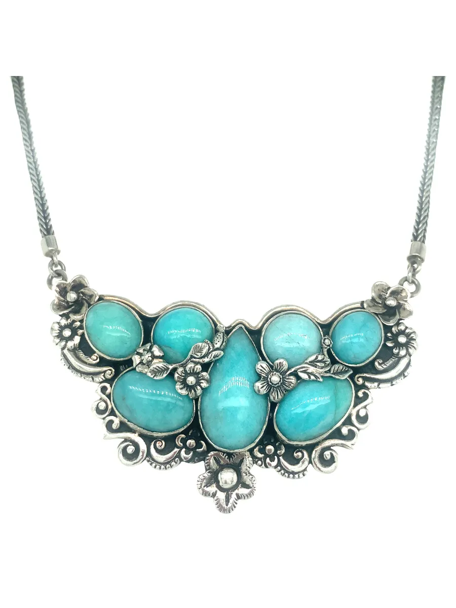 Sterling Silver & Amazonite Bib Necklace