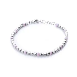 Sterling Silver and Pastel Pink Bead Bracelet