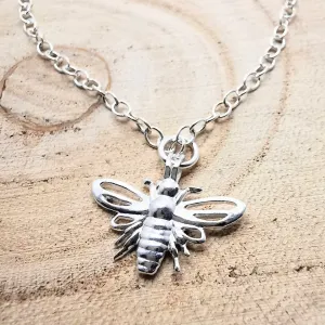 Sterling Silver Large Bee Pendant Bracelet