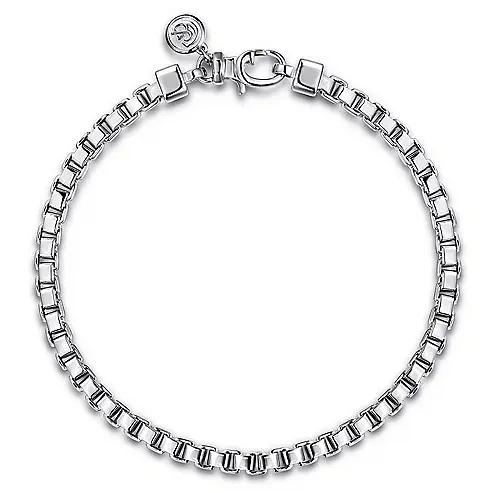 Sterling Silver Men's Box Chain Bracelet 8"