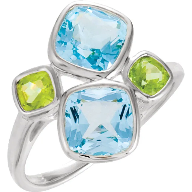 Sterling Silver Sky Blue Topaz & Peridot Ring