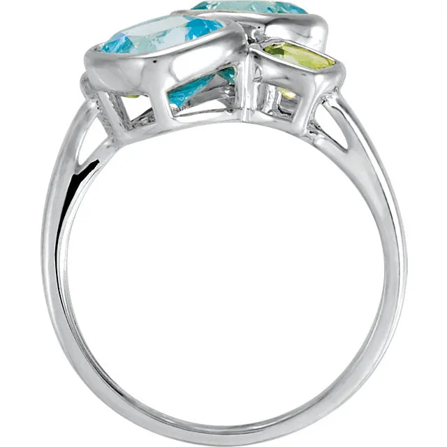 Sterling Silver Sky Blue Topaz & Peridot Ring