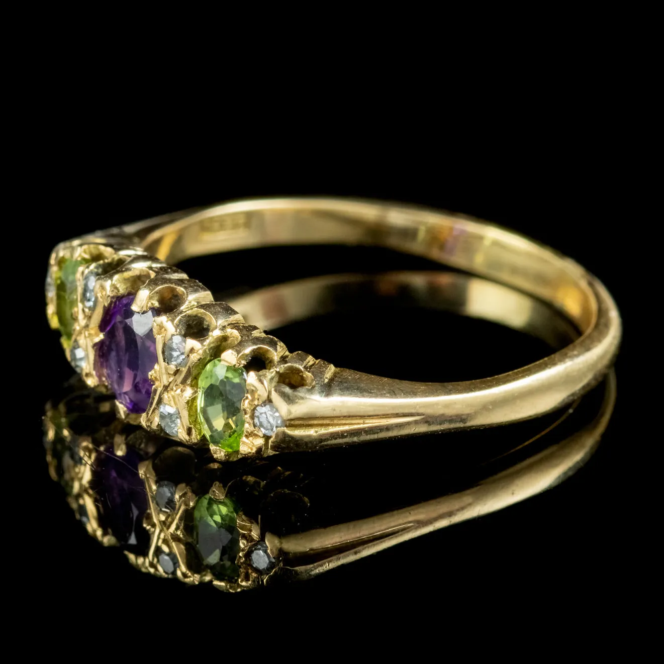 Suffragette Ring Amethyst Peridot Diamond Dated 1976