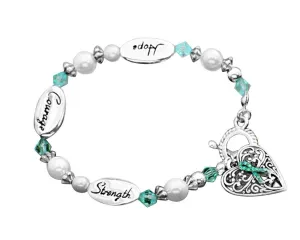 Teal Ribbon Hope Strength Courage Bracelets