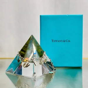 TIFFANY&CO. I Love You Charm Sterling Silver Blue Enamel Bracelet TS3789