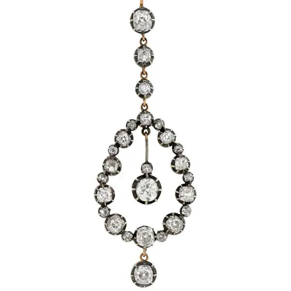 Victorian 18kt Diamond Teardrop Earrings 7.26ctw