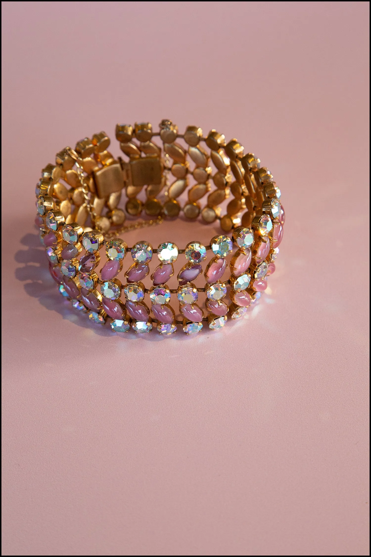 Vintage 1950s Pink Moonstone Bracelet